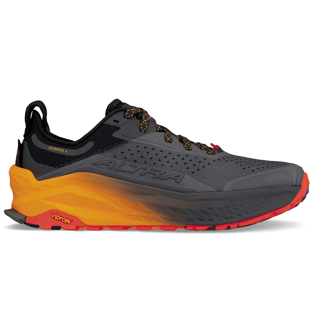 Men's Altra Olympus 6, Black/Orange, 11 D Medium