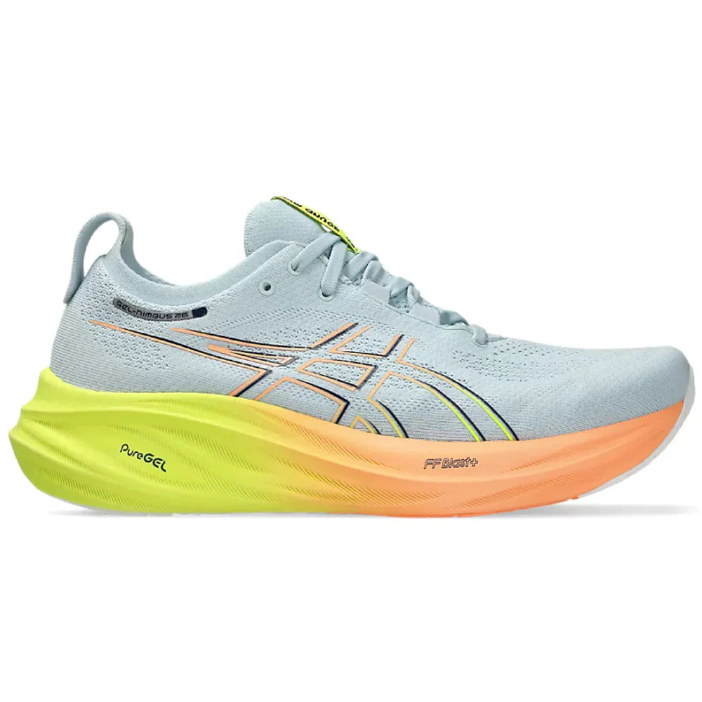 Men's Asics Gel-Nimbus 26 Paris, Cool Grey/Safety Yellow, 9.5 D Medium