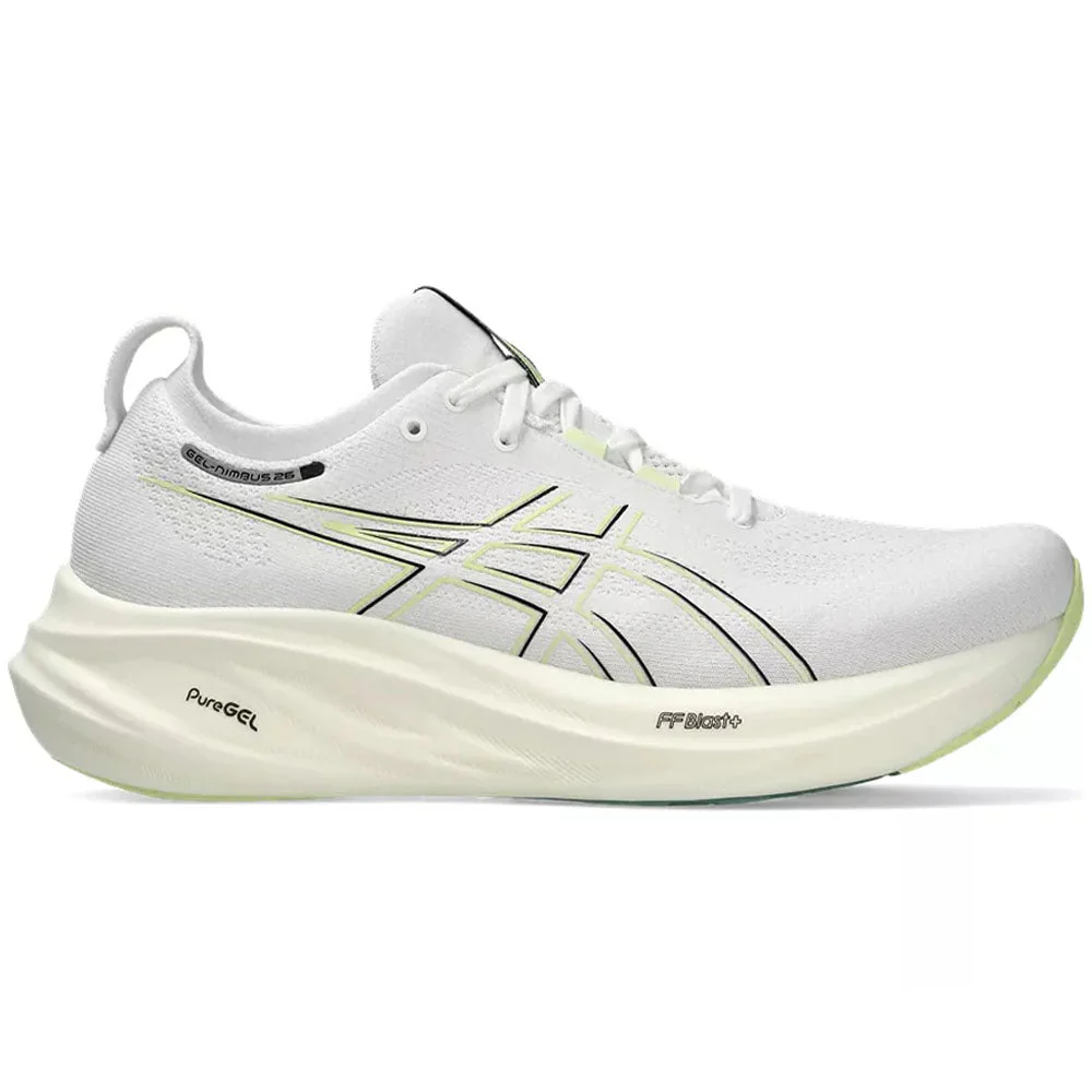 Men's Asics Gel-Nimbus 26, White/Birch, 11 2E Wide