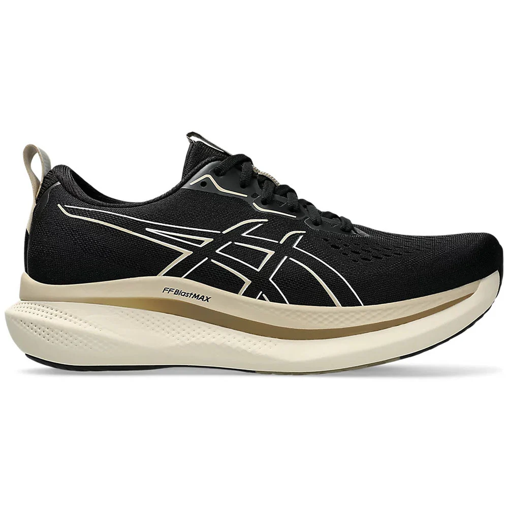 Men's Asics Glideride Max, Black/Oatmeal, 11.5 D Medium