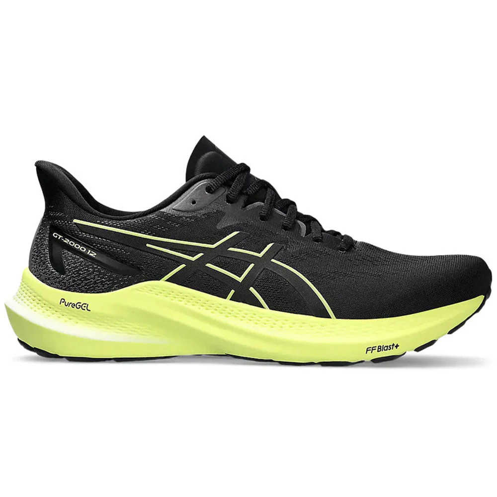 Men's Asics GT-2000 12, Black/Glow Yellow, 9.5 D Medium