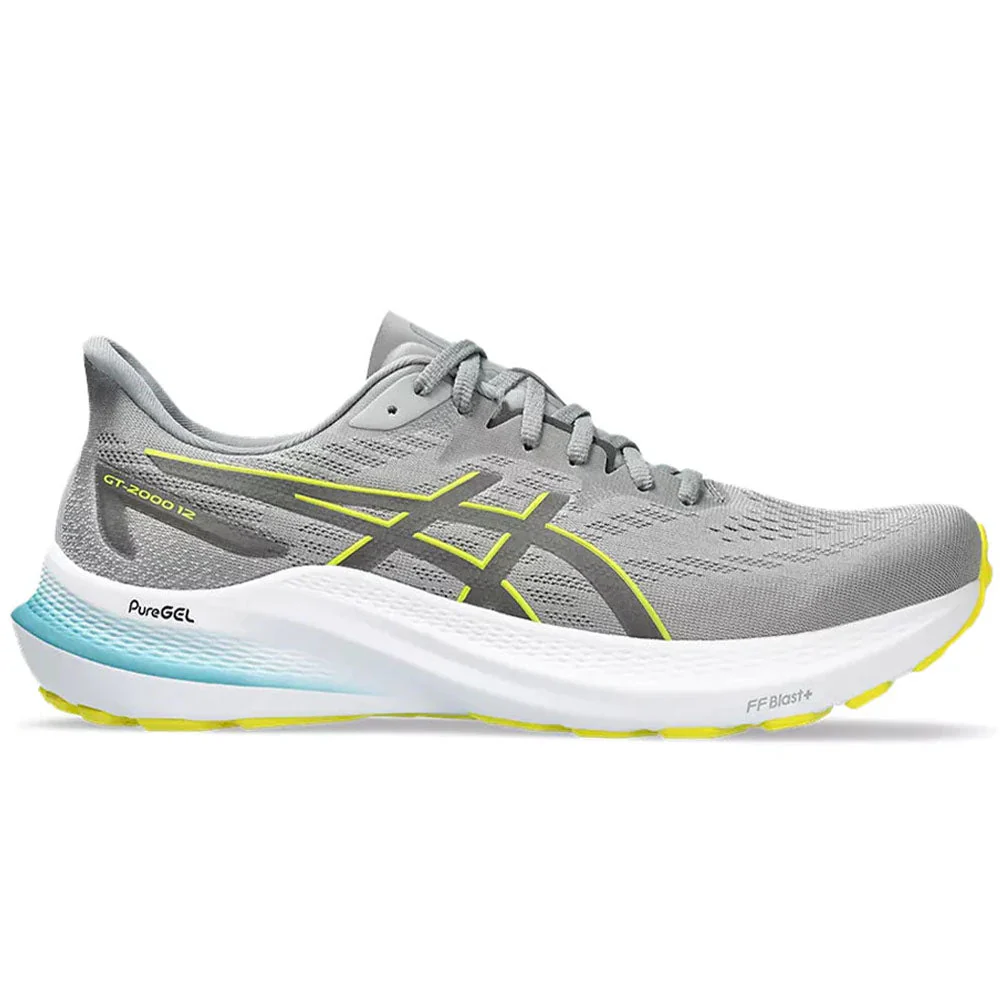 Men's Asics GT-2000 12, Sheet Rock/Bright Yellow, 8.5 D Medium