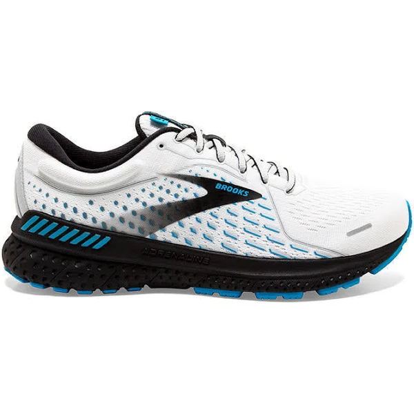Men's Brooks Adrenaline GTS 21, White/Grey/Atomic Blue, 14 D Medium