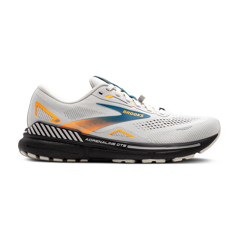 Men's Brooks Adrenaline GTS 23 GTX, Oyster Mushroom/Orange/Blue, 11.5 D Medium