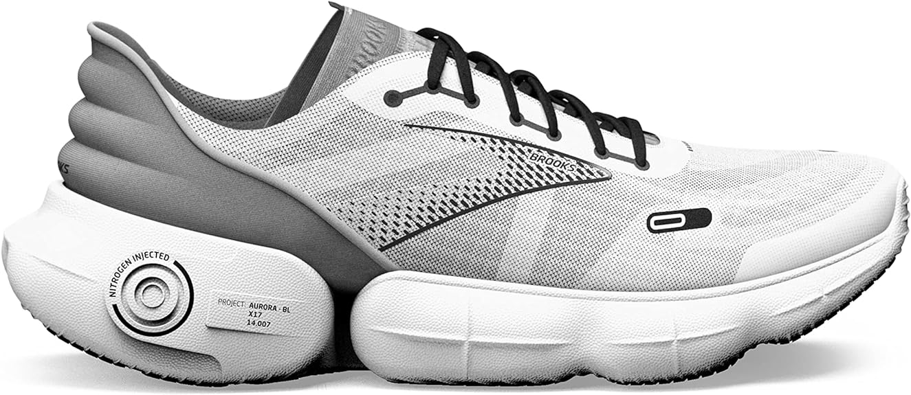 Men's Brooks Aurora-BL, White/Alloy/Black, 7.5 D Medium