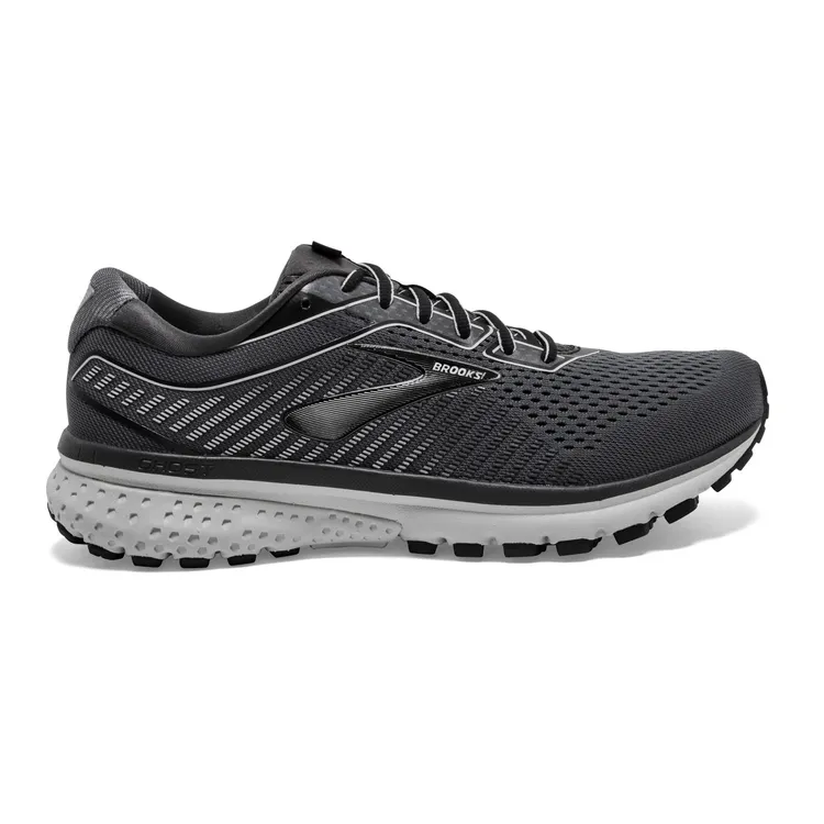 Men's Brooks Ghost 12, Black/Pearl/Oyster, 8 2E Wide