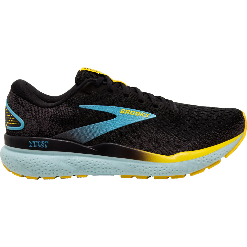 Men's Brooks Ghost 16, Black/Forged Iron/Blue, 15 D Medium