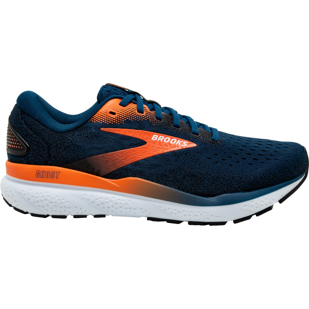 Men's Brooks Ghost 16, Blue Opal/Black/Nasturtium, 7.5 D Medium
