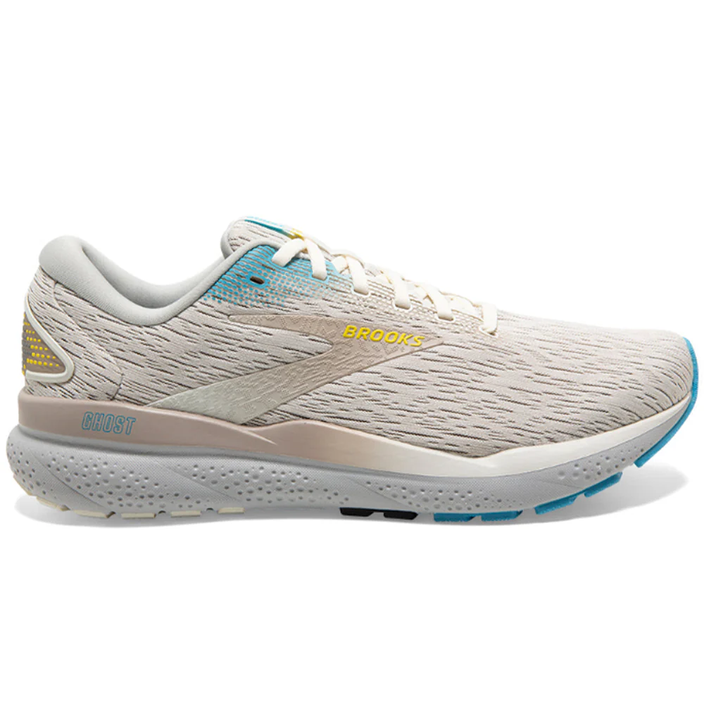 Men's Brooks Ghost 16, Coconut/Blue/Yellow, 8.5 D Medium
