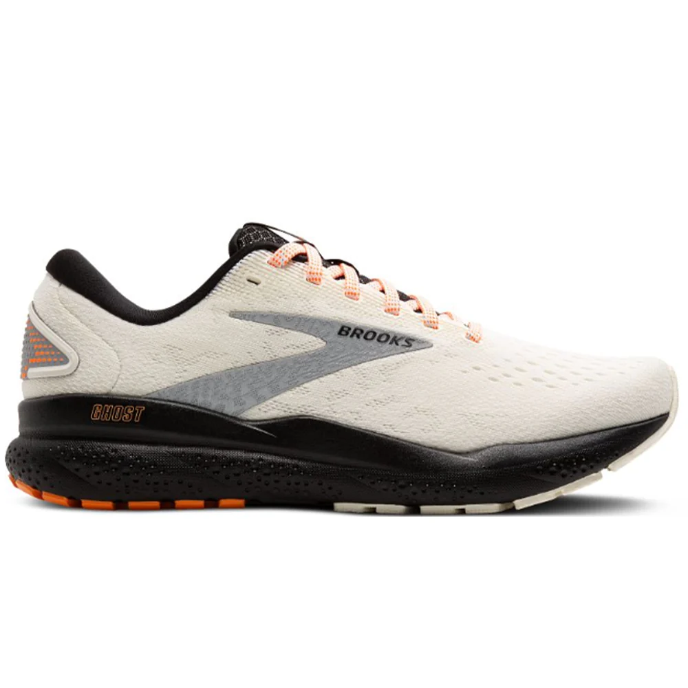 Men's Brooks Ghost 16, Ecru/Orange/Black, 8 D Medium