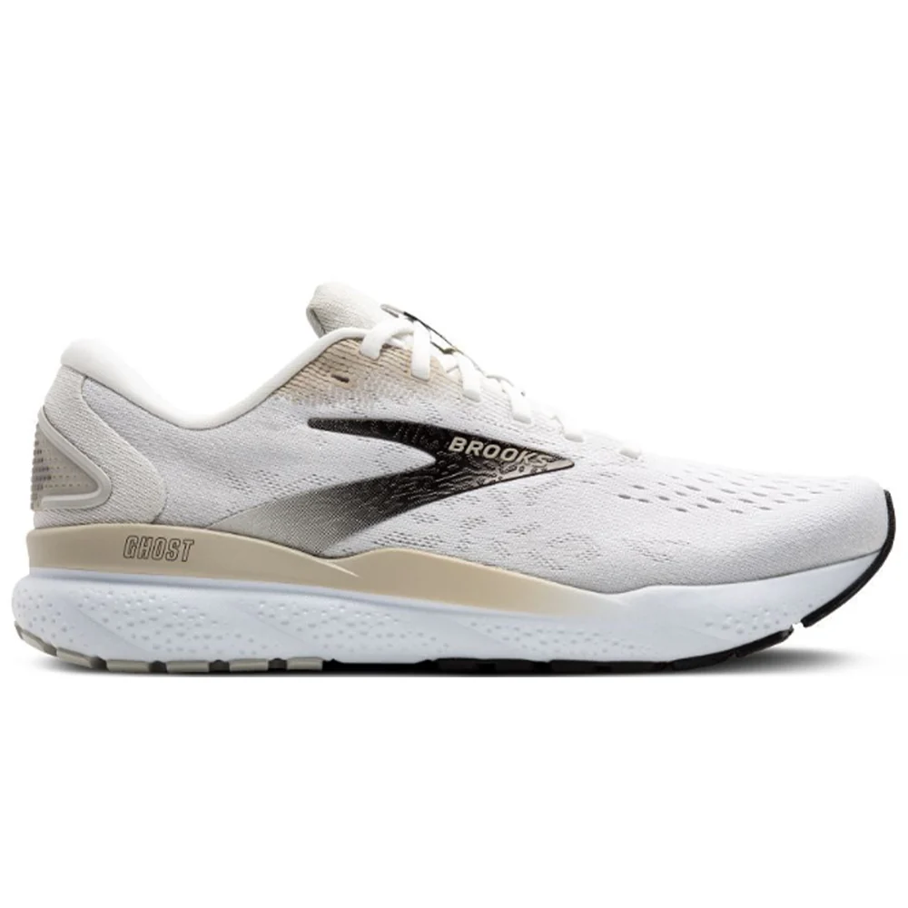 Men's Brooks Ghost 16, White/Pelican/Oyster, 7.5 D Medium