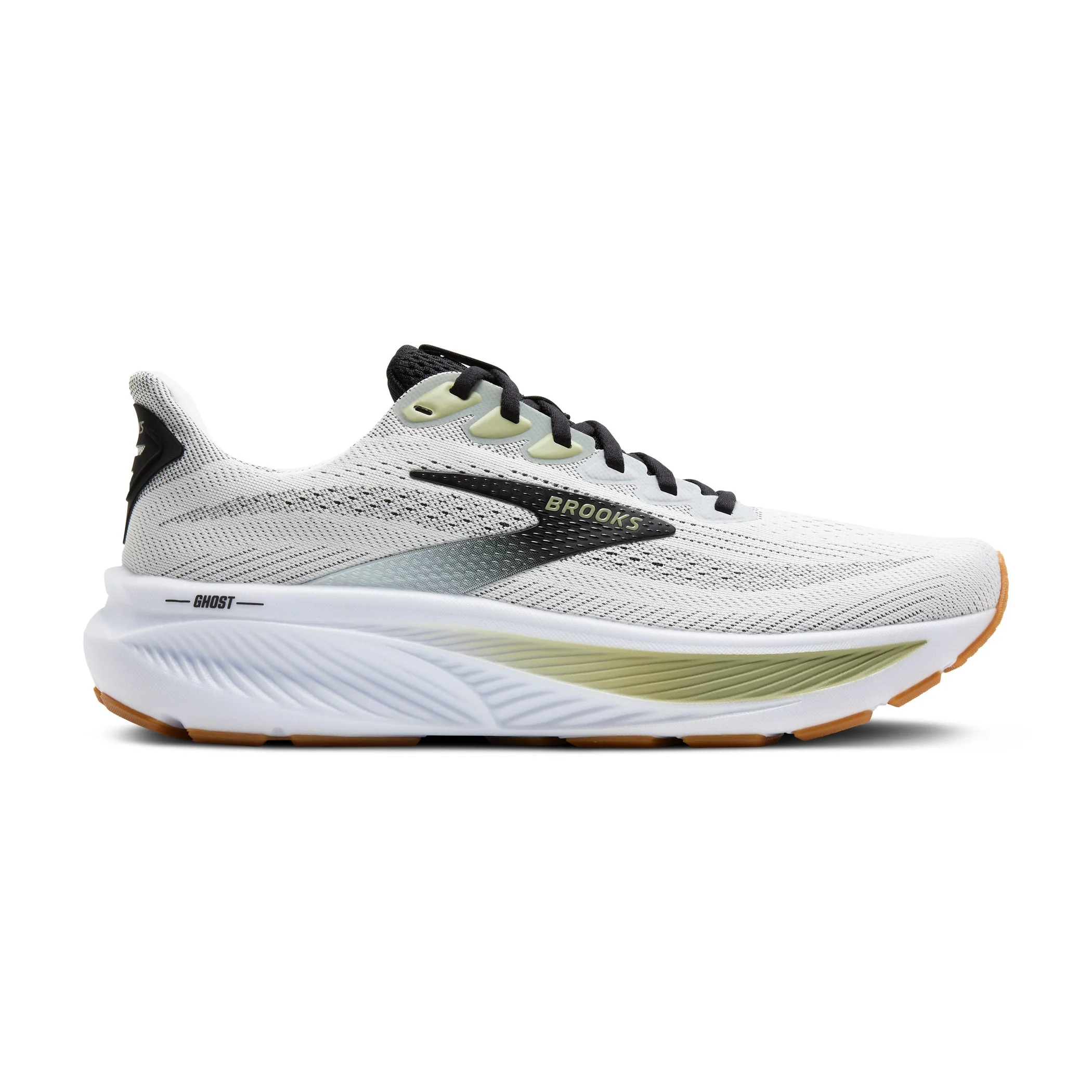 Men's Brooks Ghost 17, White/Black/Tea, 11 D Medium