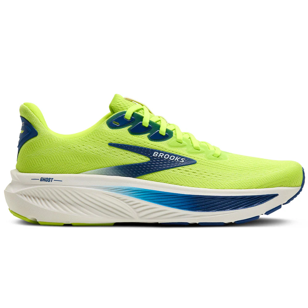 Men's Brooks Ghost 17, Acid Lime/Navy/White, 9 D Medium