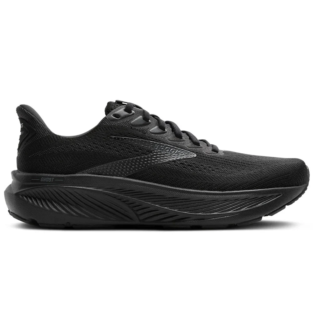 Men's Brooks Ghost 17, Black/Black/Ebony, 14 4E Extra Wide