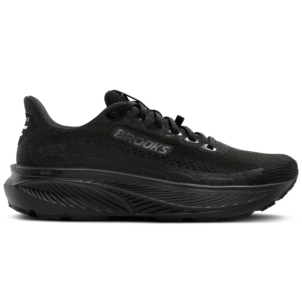 Men's Brooks Ghost 17 GTX, Black/Black/Ebony, 7.5 D Medium