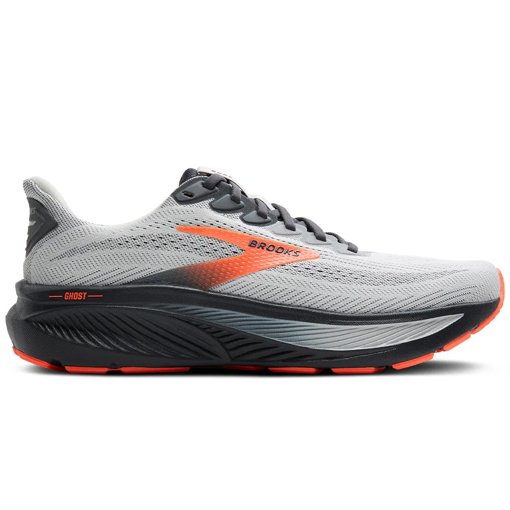 Men's Brooks Ghost 17, Oyster Mushroom/Orange/Ebony, 11 4E Extra Wide