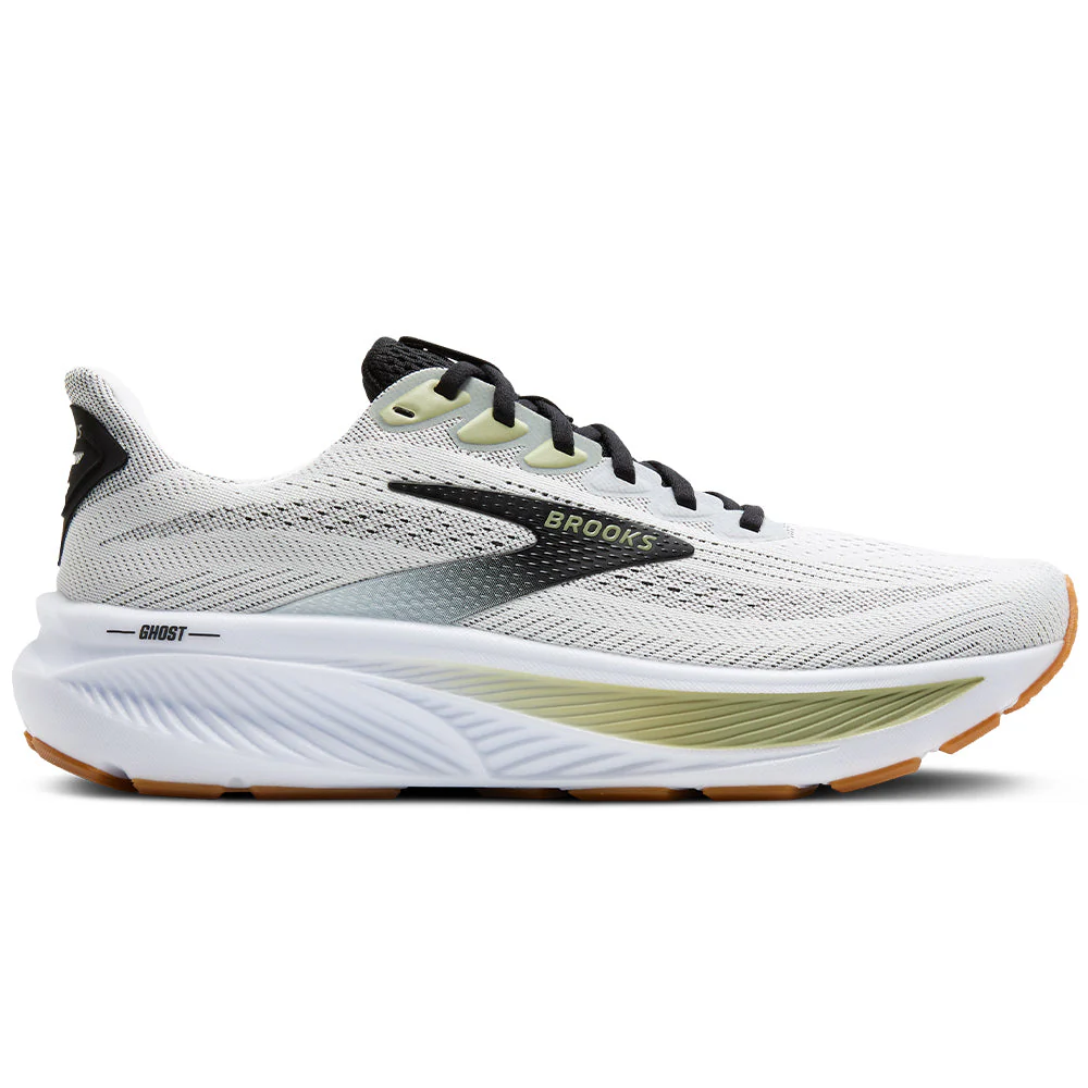 Men's Brooks Ghost 17, White/Black/Tea, 9.5 D Medium