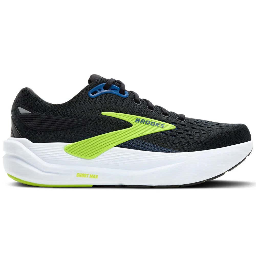 Men's Brooks Ghost Max 3, Black/Navy/Acid Lime, 12 D Medium