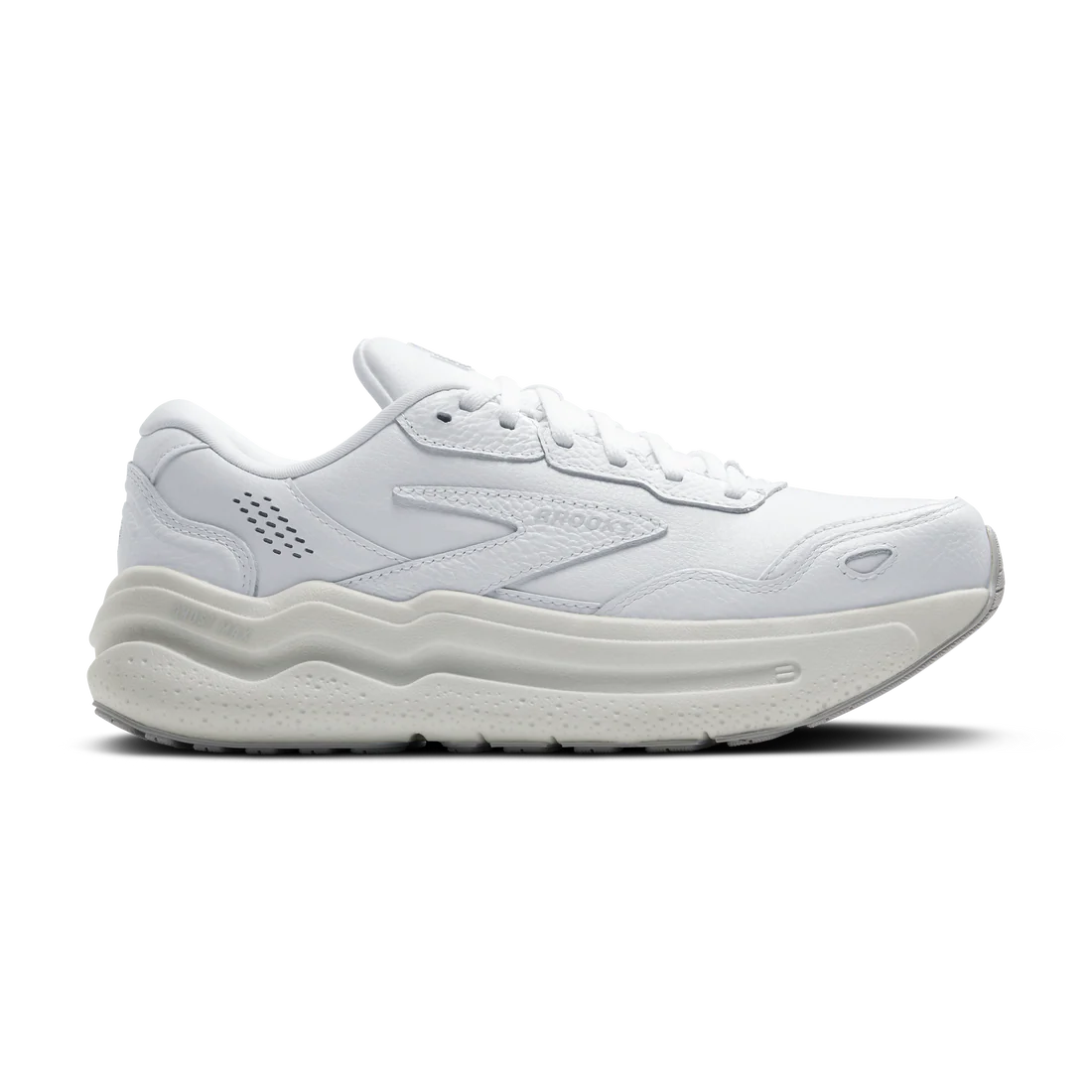 Men's Brooks Ghost Max L, White/White, 12.5 2E Wide