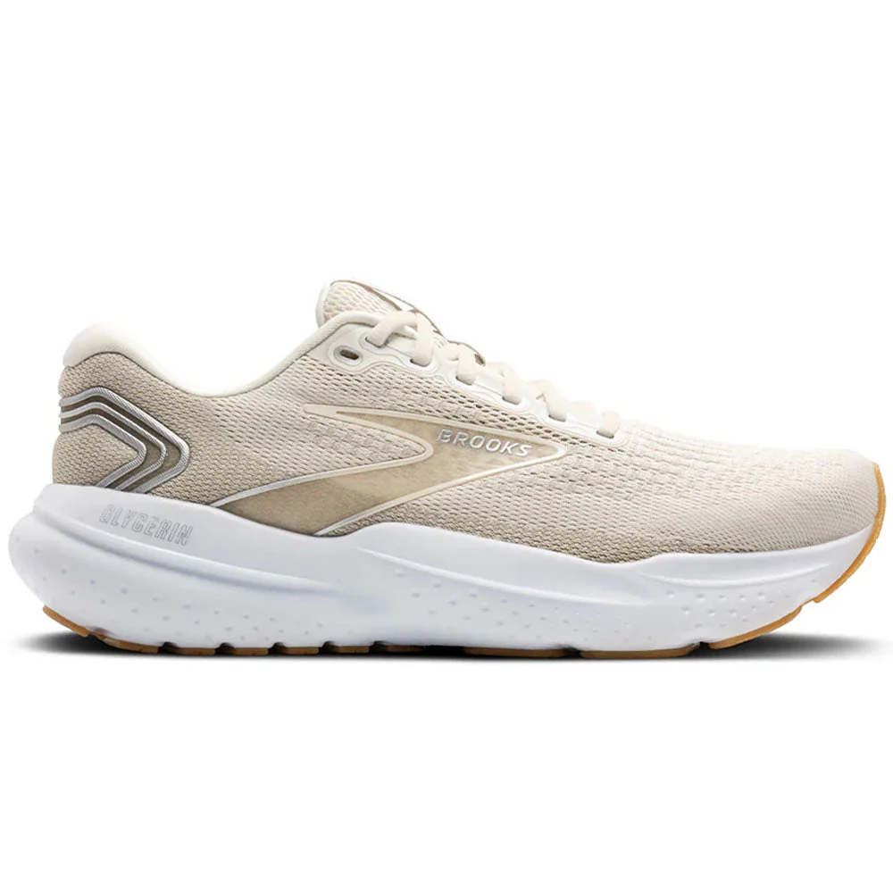 Men's Brooks Glycerin 21, Khaki/Silver/White, 7 D Medium