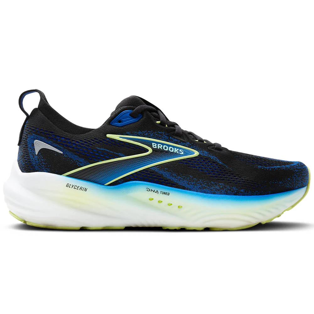 Men's Brooks Glycerin 22, Black/Cobalt/Neo Yellow, 11 D Medium