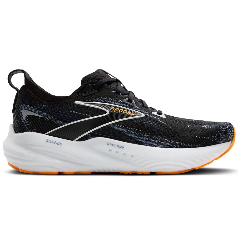 Men's Brooks Glycerin 22, Black/Country Blue/Orange Pop, 9 2E Wide