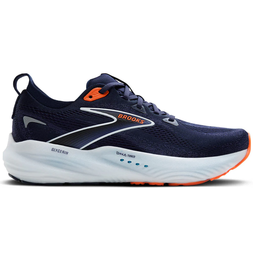 Men's Brooks Glycerin 22, Peacoat/Blue Ribbon/Orange, 13 D Medium