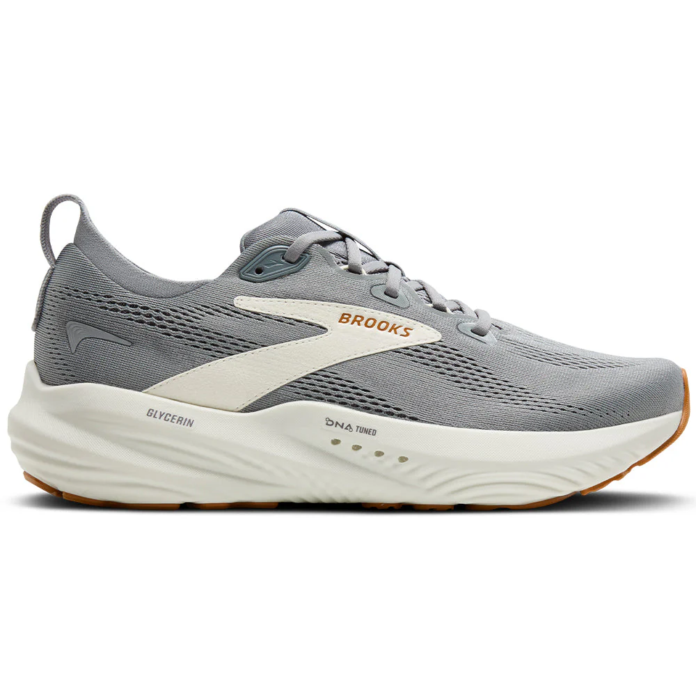 Men's Brooks Glycerin 22, Primer Gray/Gray/Honey Ginger, 12 D Medium