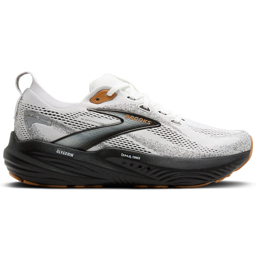 Men's Brooks Glycerin 22, White/Grey/Black, 11 2E Wide