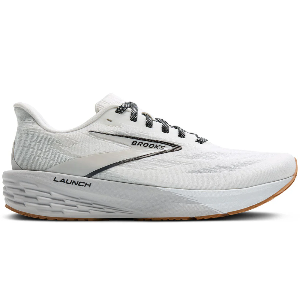 Men's Brooks Launch 11, White/Grey/Black, 9 D Medium