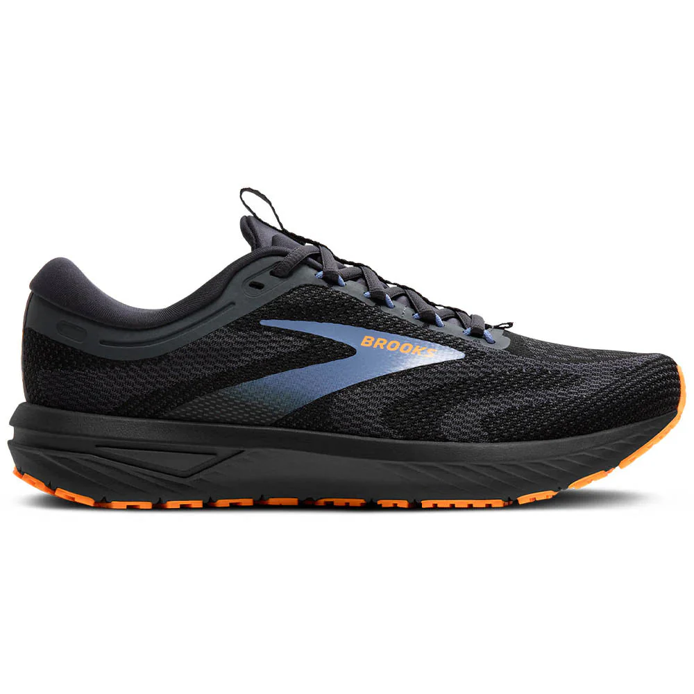 Men's Brooks Revel 7, Black/Country Blue/Orange, 10.5 D Medium