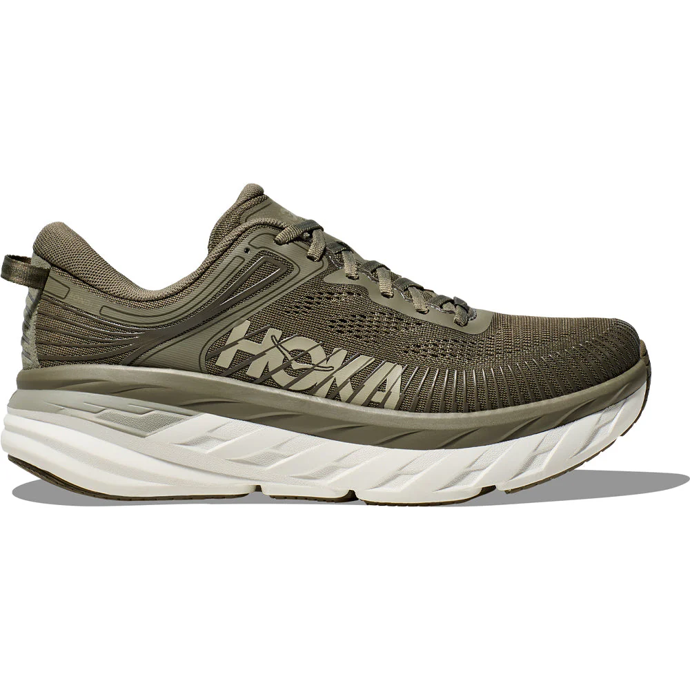 Men's Hoka Bondi 7, Olive Haze/White, 10.5 D Medium