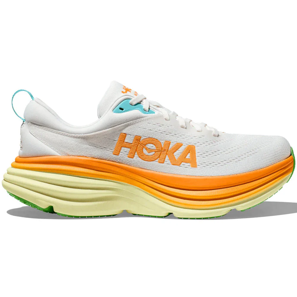 Men's Hoka Bondi 8, Blanc De Blanc/Solar Flare, 8 D Medium