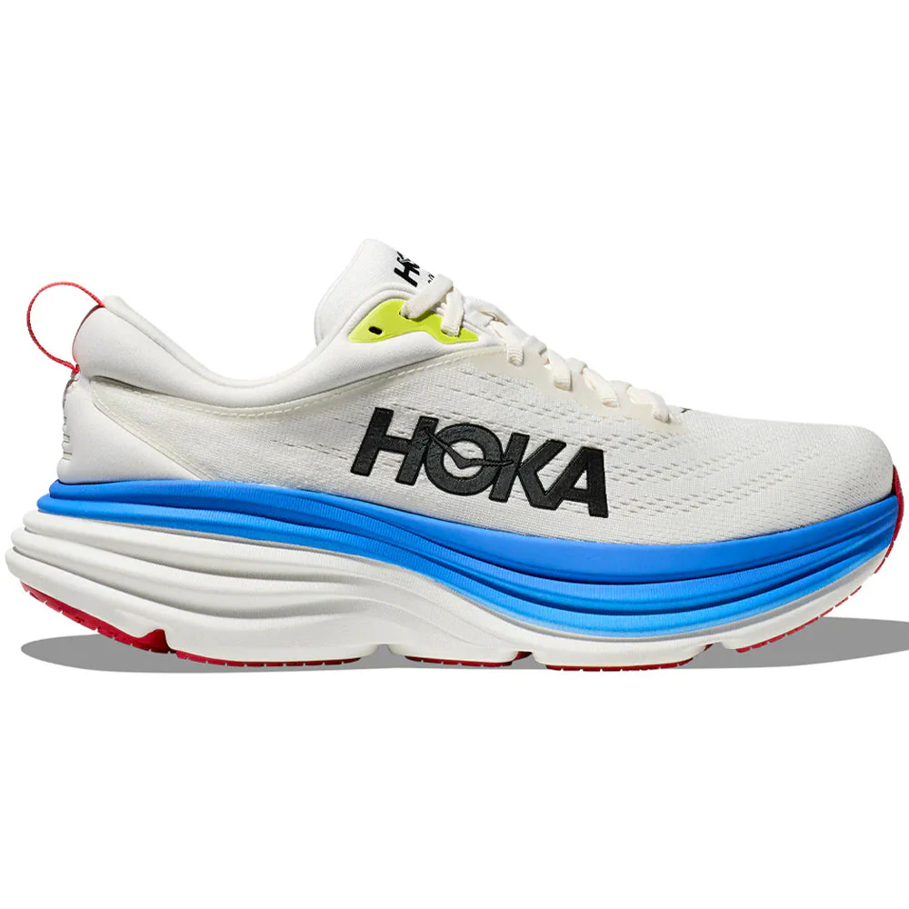 Men's Hoka Bondi 8, Blanc De Blanc/Virtual Blue, 8.5 D Medium