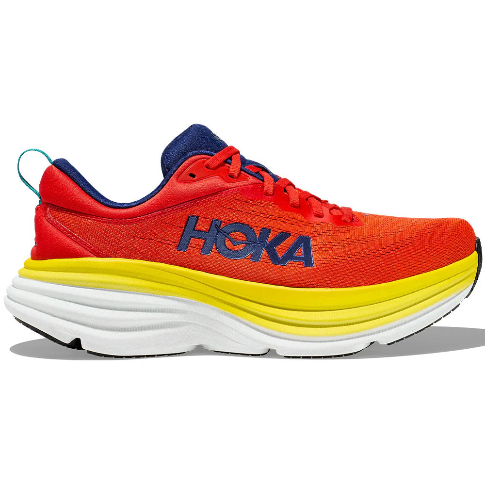 Men's Hoka Bondi 8, Red Alert/Flame, 9 D Medium