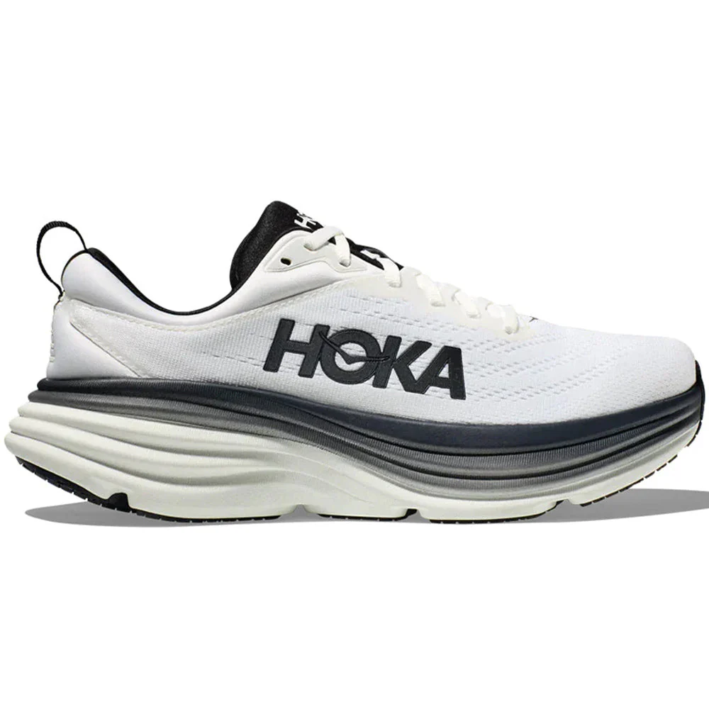 Men's Hoka Bondi 8, White/Black, 14 D Medium