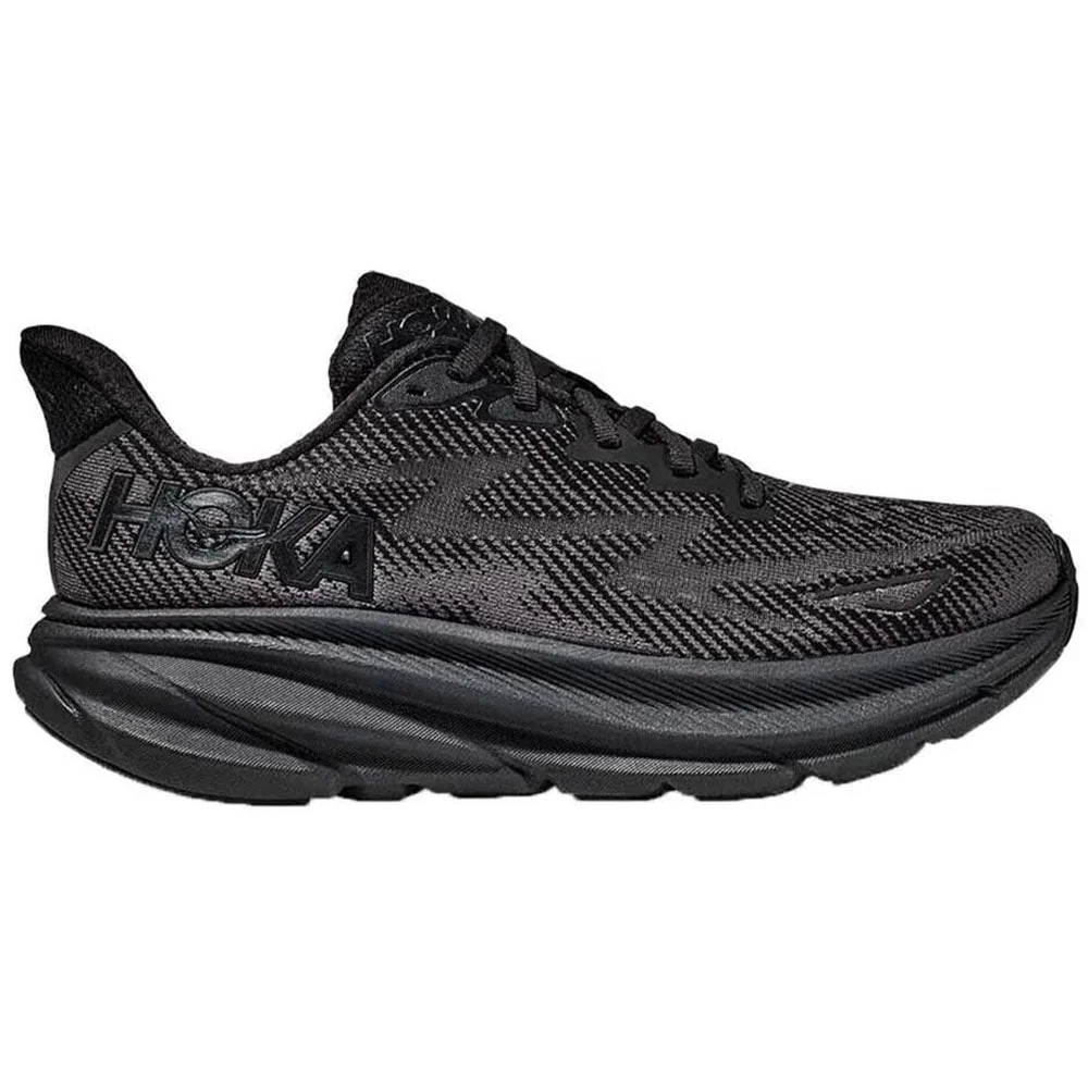 Men's Hoka Clifton 9, Black/Black, 9.5 D Medium