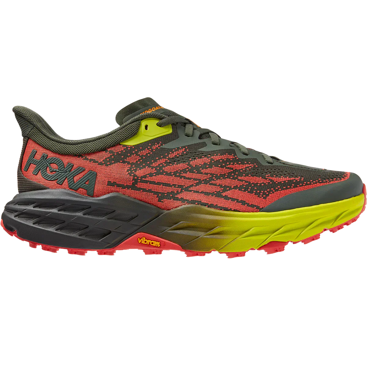 Men's Hoka Speedgoat 5, Thyme/Fiesta, 13 D Medium