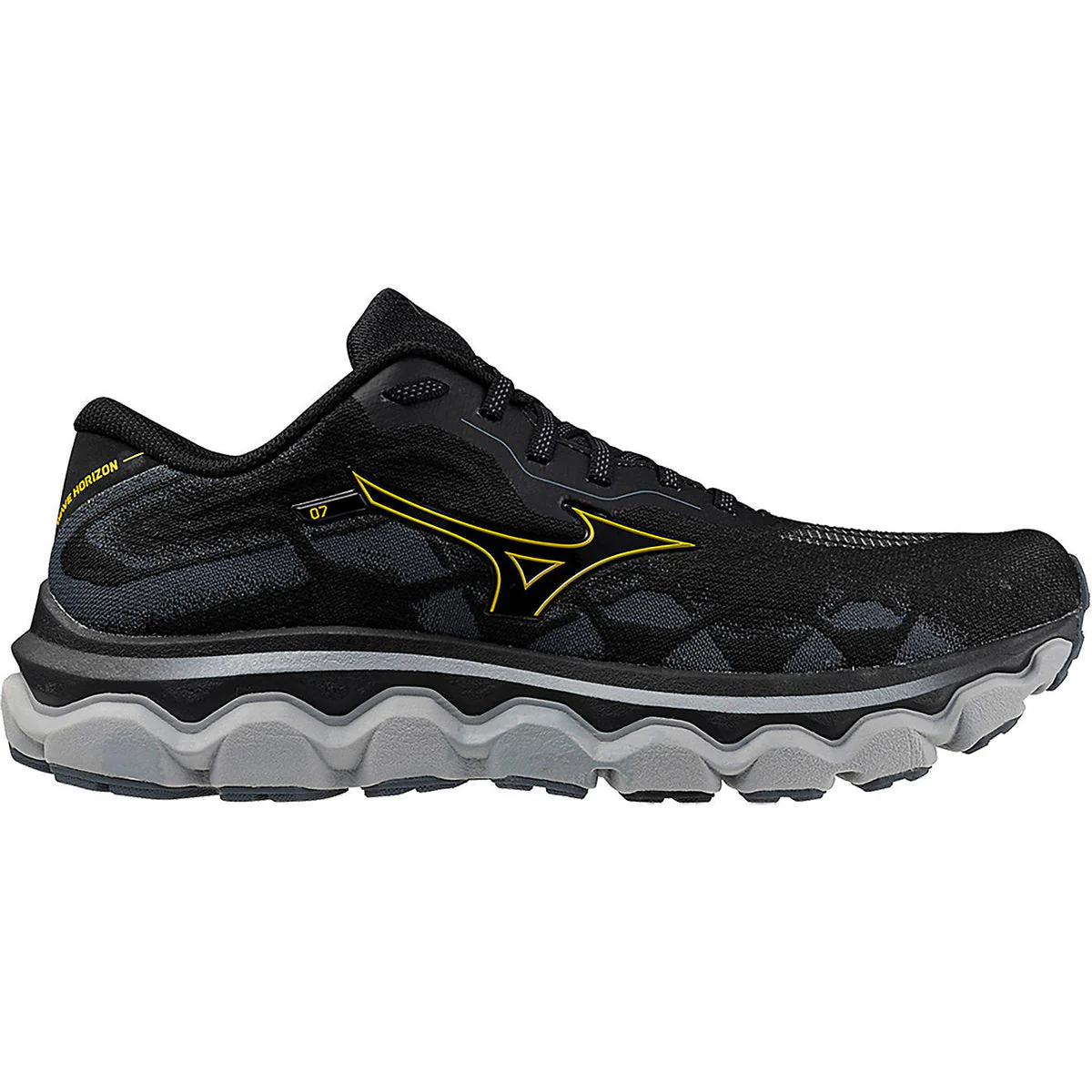 Men's Mizuno Wave Horizon 7, Black/Citrus, 12.5 D Medium