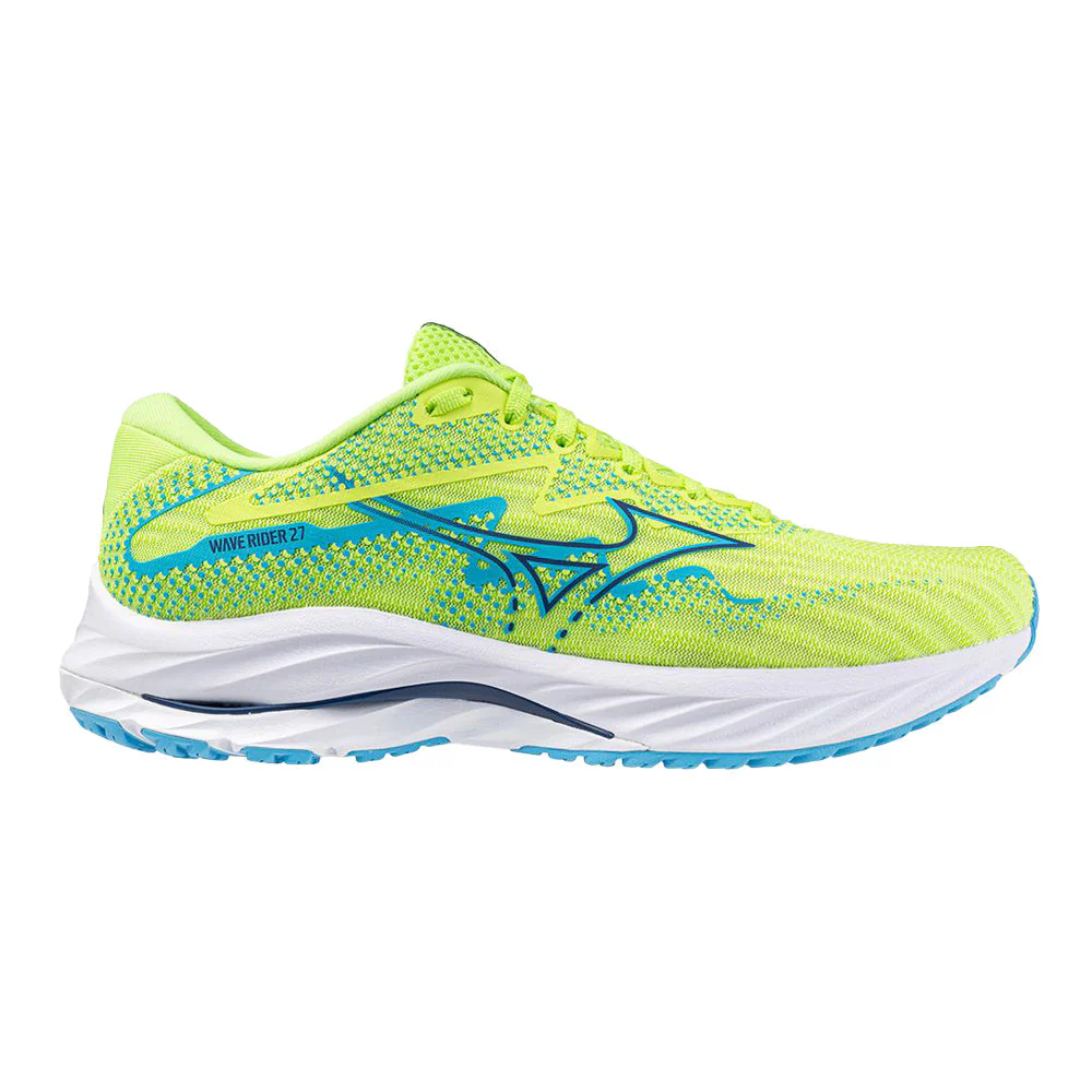Men's Mizuno Wave Rider 27, Sharp Green-Navy Peony, 9.5 D Medium