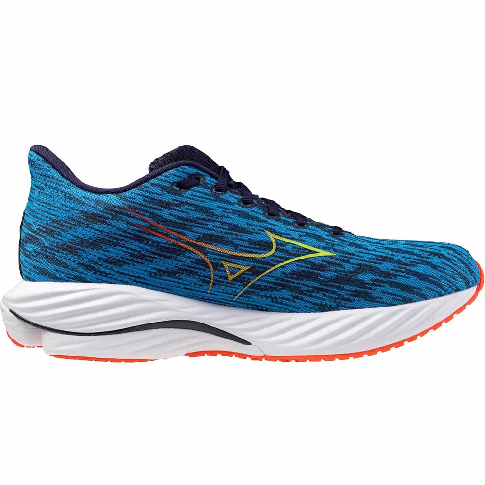 Men's Mizuno Wave Rider 28, Blue Pace/Green Gecko, 11 D Medium