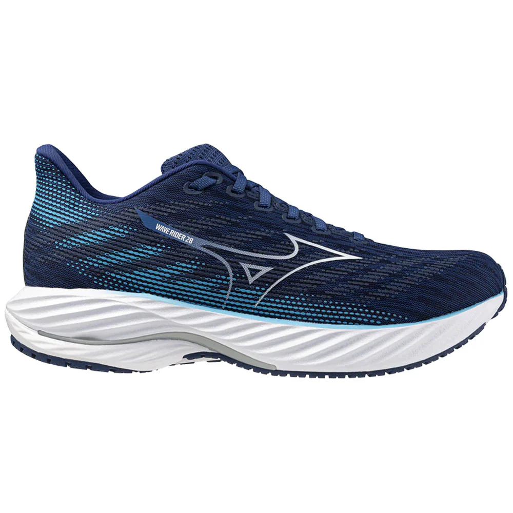 Men's Mizuno Wave Rider 28, Estate Blue/White, 10 D Medium