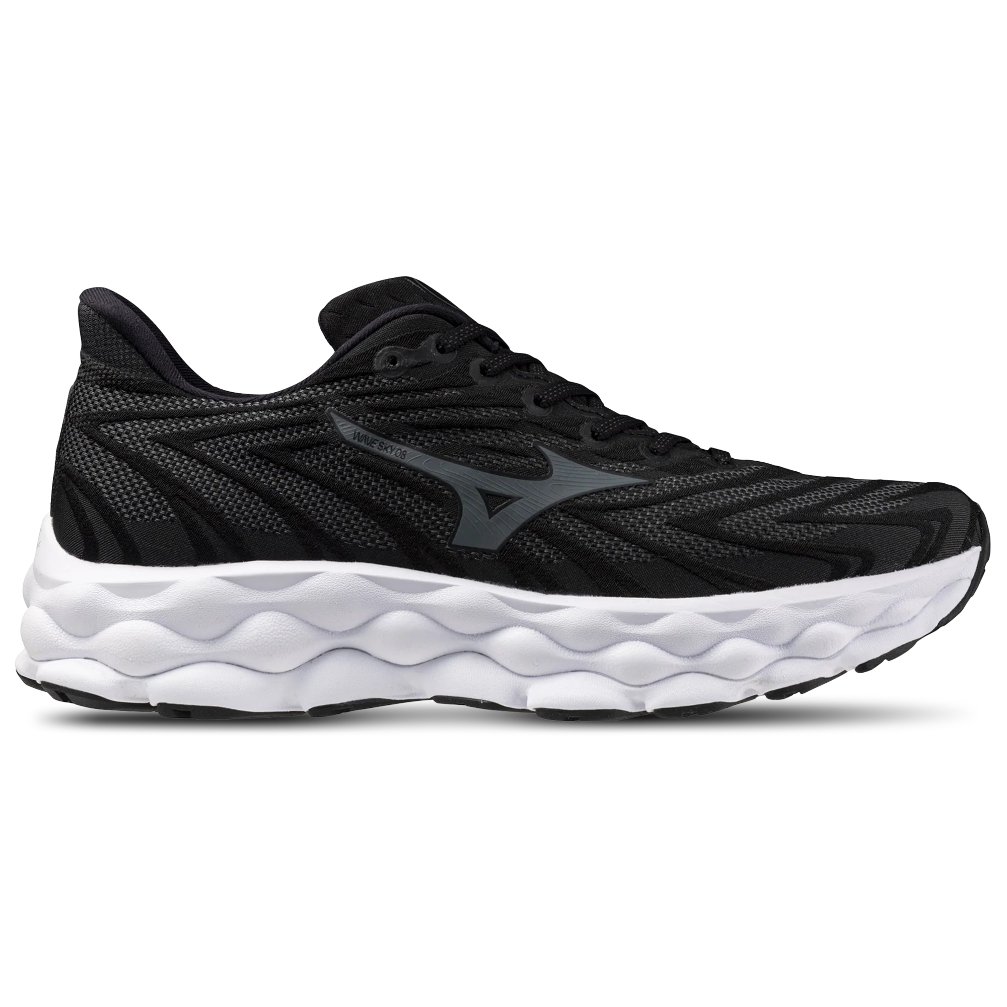 Men's Mizuno Wave Sky 8, Black/Metallic Grey, 10 D Medium