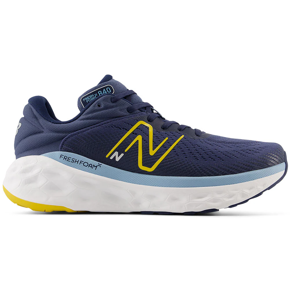Men's New Balance Fresh Foam X 840v1, Vintage Indigo/Ginger Lemon/Chrome Blue, 9.5 D Medium