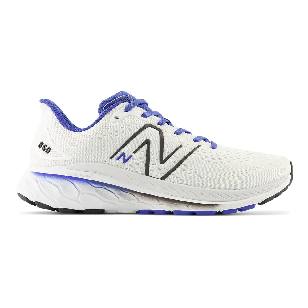 Men's New Balance Fresh Foam X 860v13, White/Marine Blue, 11.5 2E Wide