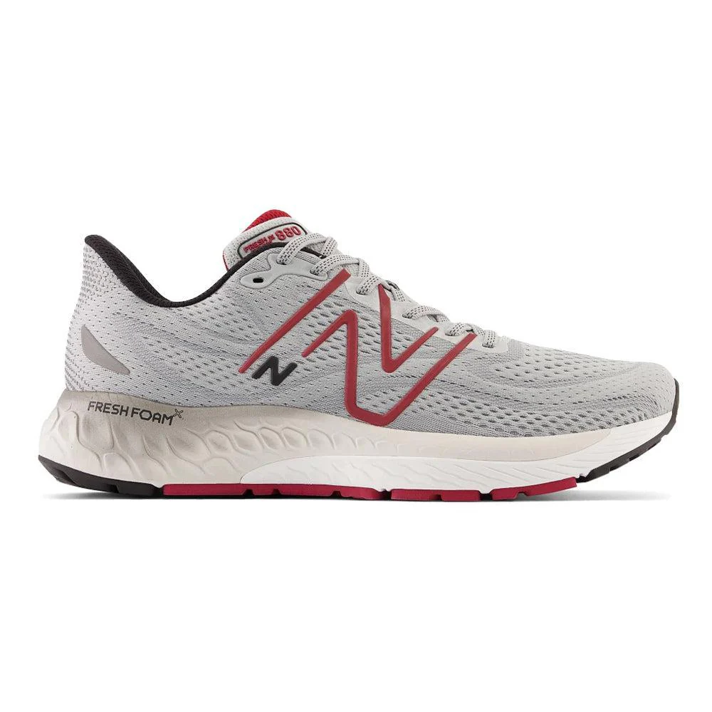 Men's New Balance Fresh Foam X 880v13, Aluminum Grey/Crimson, 9.5 2E Wide