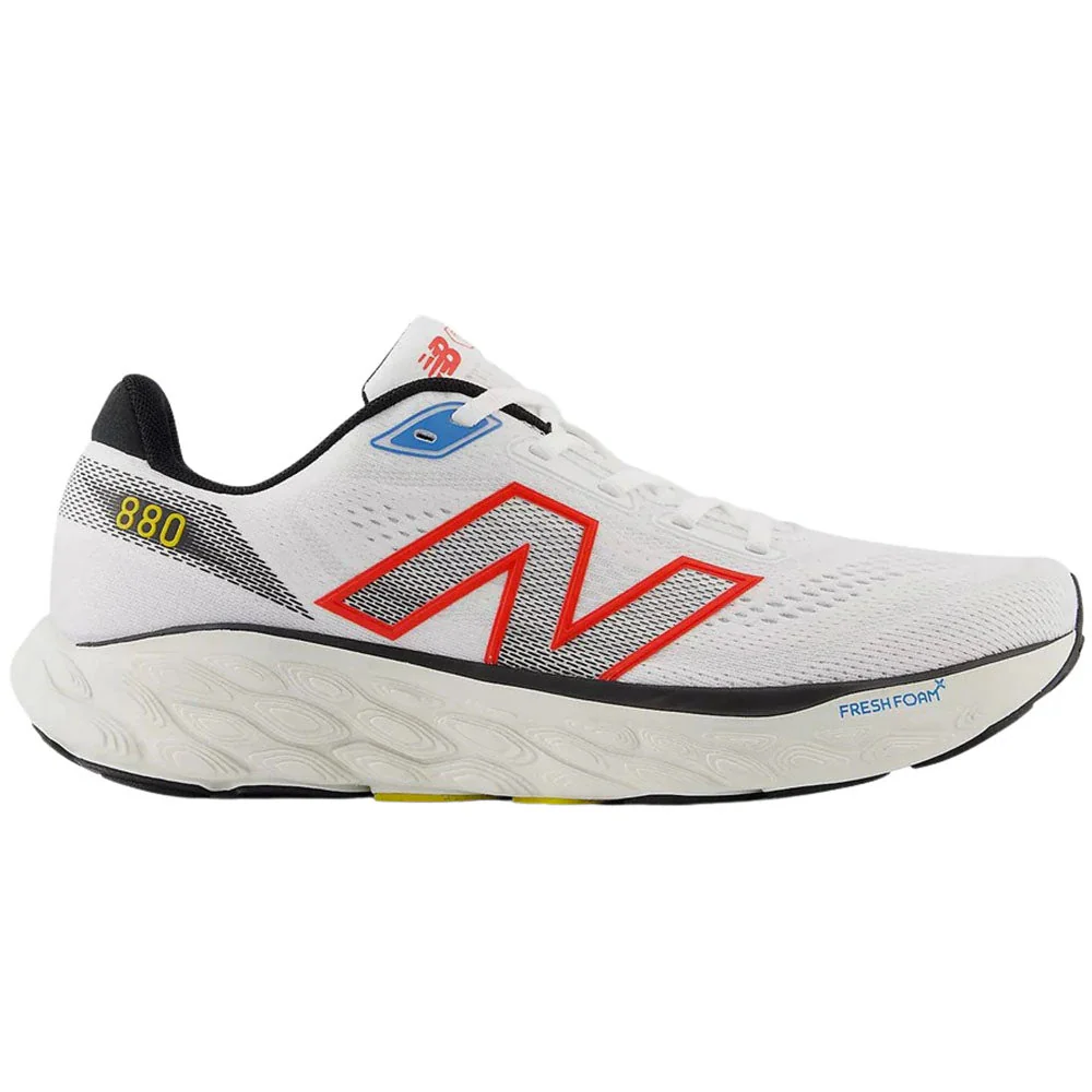Men's New Balance Fresh Foam X 880v14, White/Neo Flame/Black, 12 D Medium