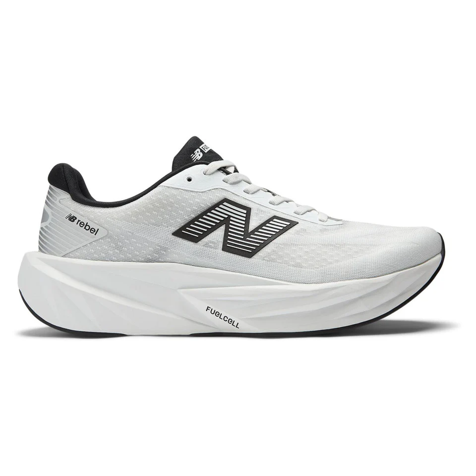 Men's New Balance FuelCell Rebel V5, White/Black/Silver Metallic, 9.5 D Medium