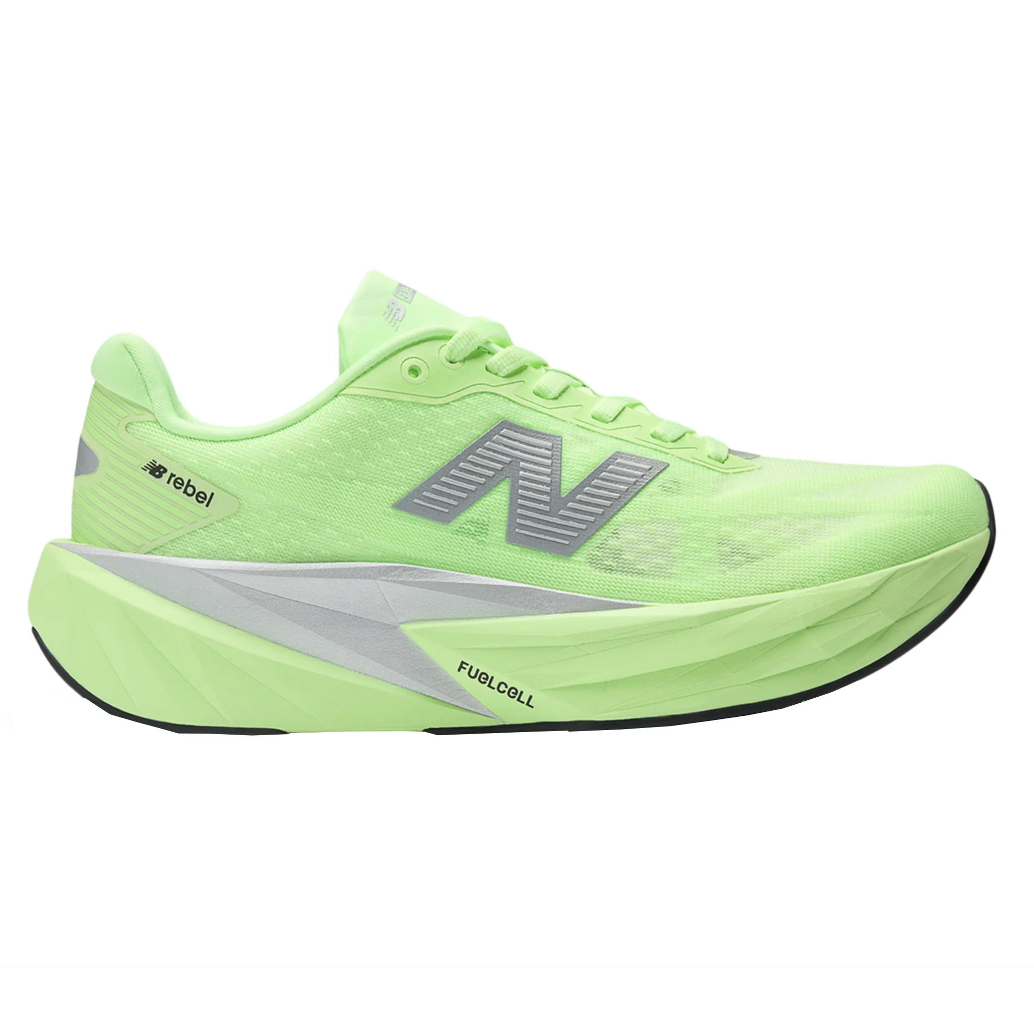 Men's New Balance FuelCell Rebel v5, Mint/Flash/Lab Green/Silver Metallic, 8.5 D Medium