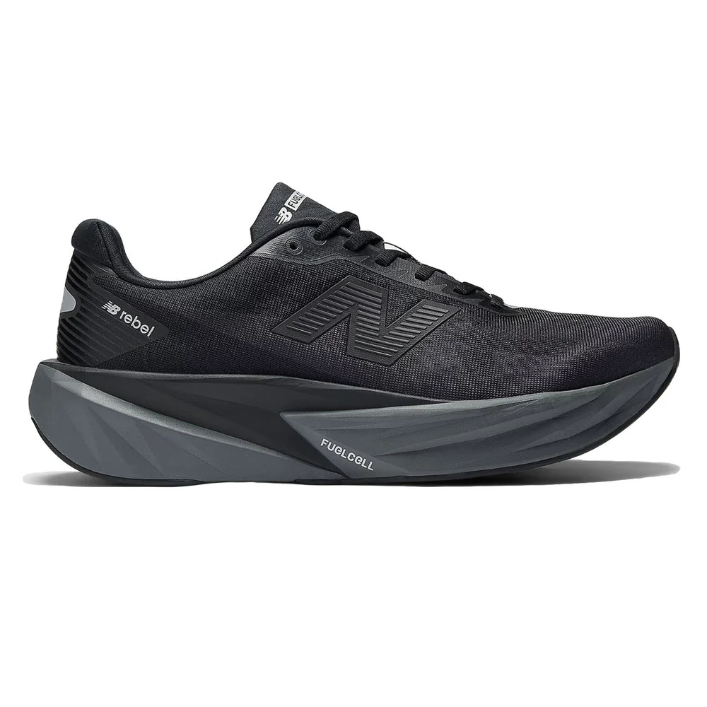 Men's New Balance FuelCell Rebel v5, Black/Castlerock/Silver Metallic, 10.5 2E Wide
